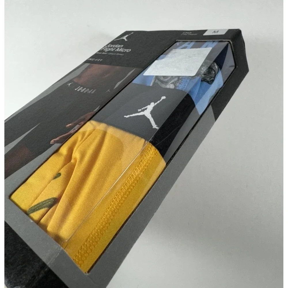 JORDAN Flight Micro Dri-Fit Boxer Briefs 2 Pack Blue Yellow‎ Men's M (32-34) NEW